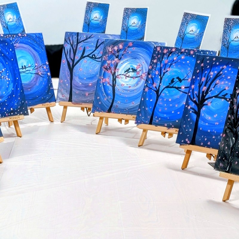 Acrylic Paint Party — Moonlit Blossom