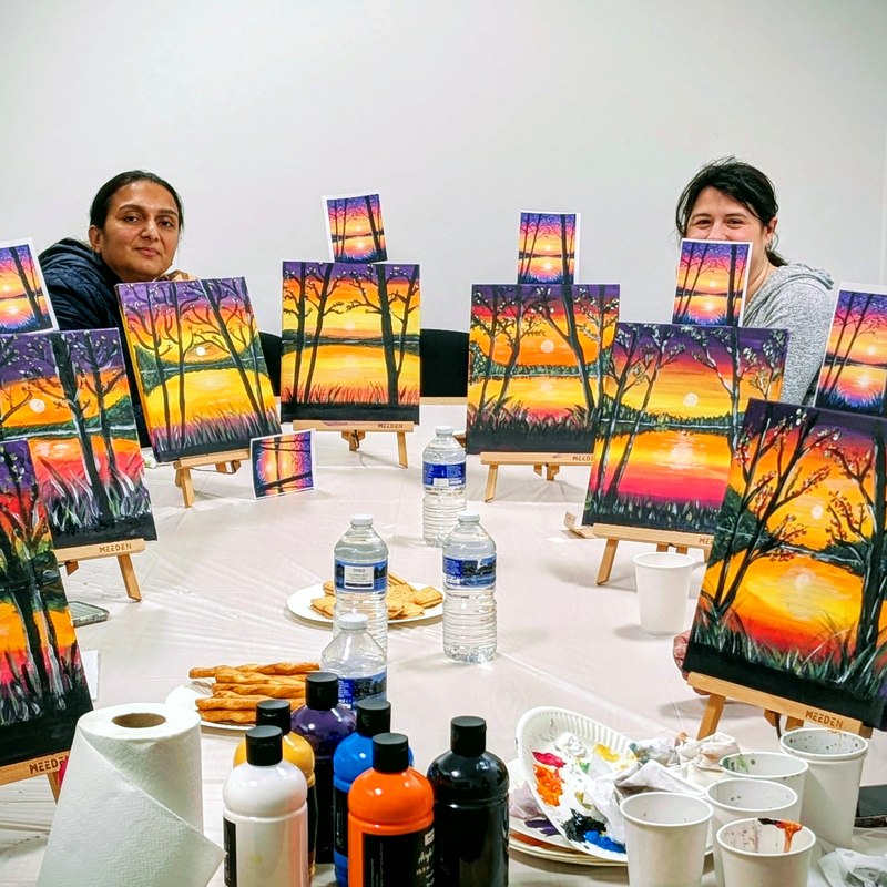 Acrylic Paint Party — Sunset Trees