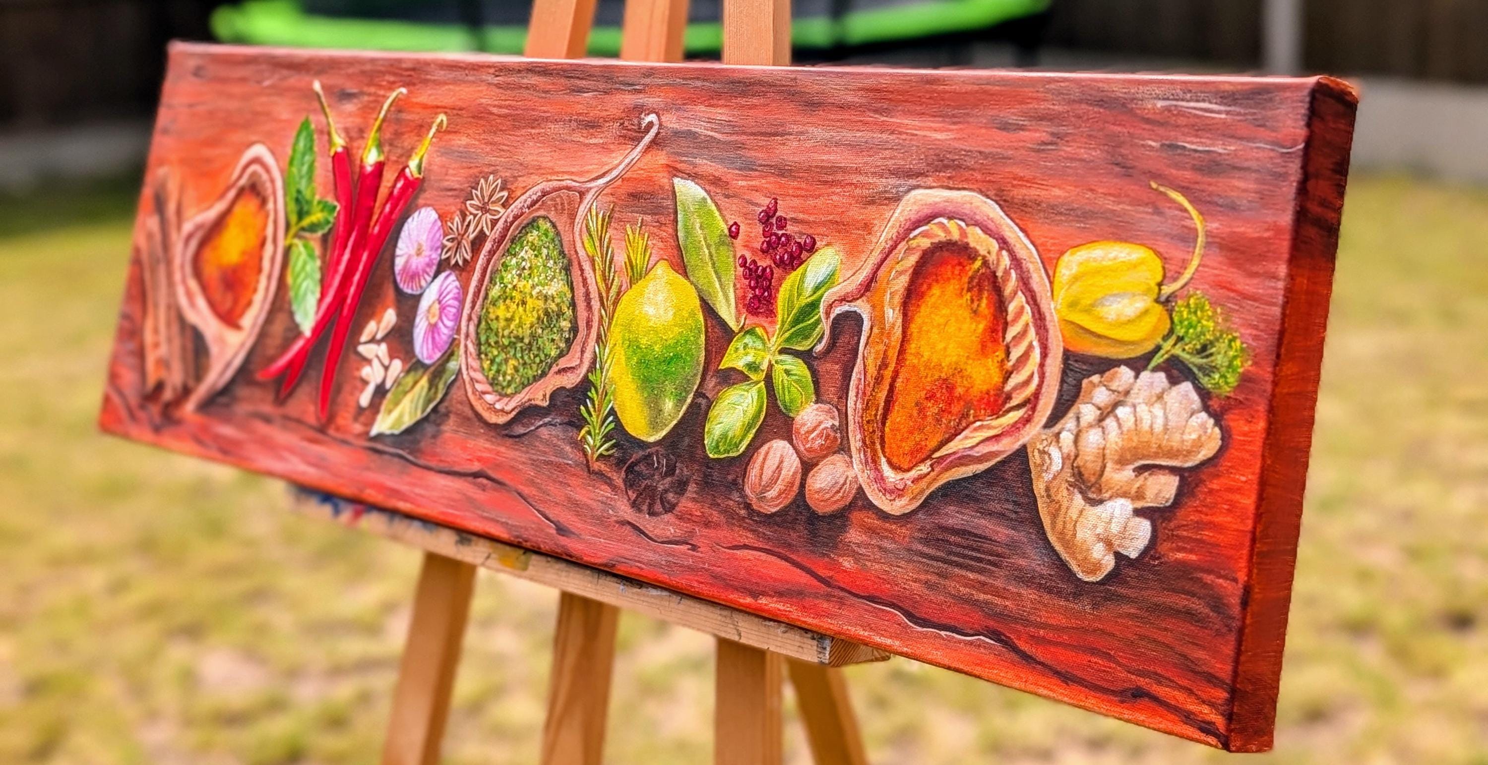 Vibrant Herb and Spice Artwork on Canvas 2
