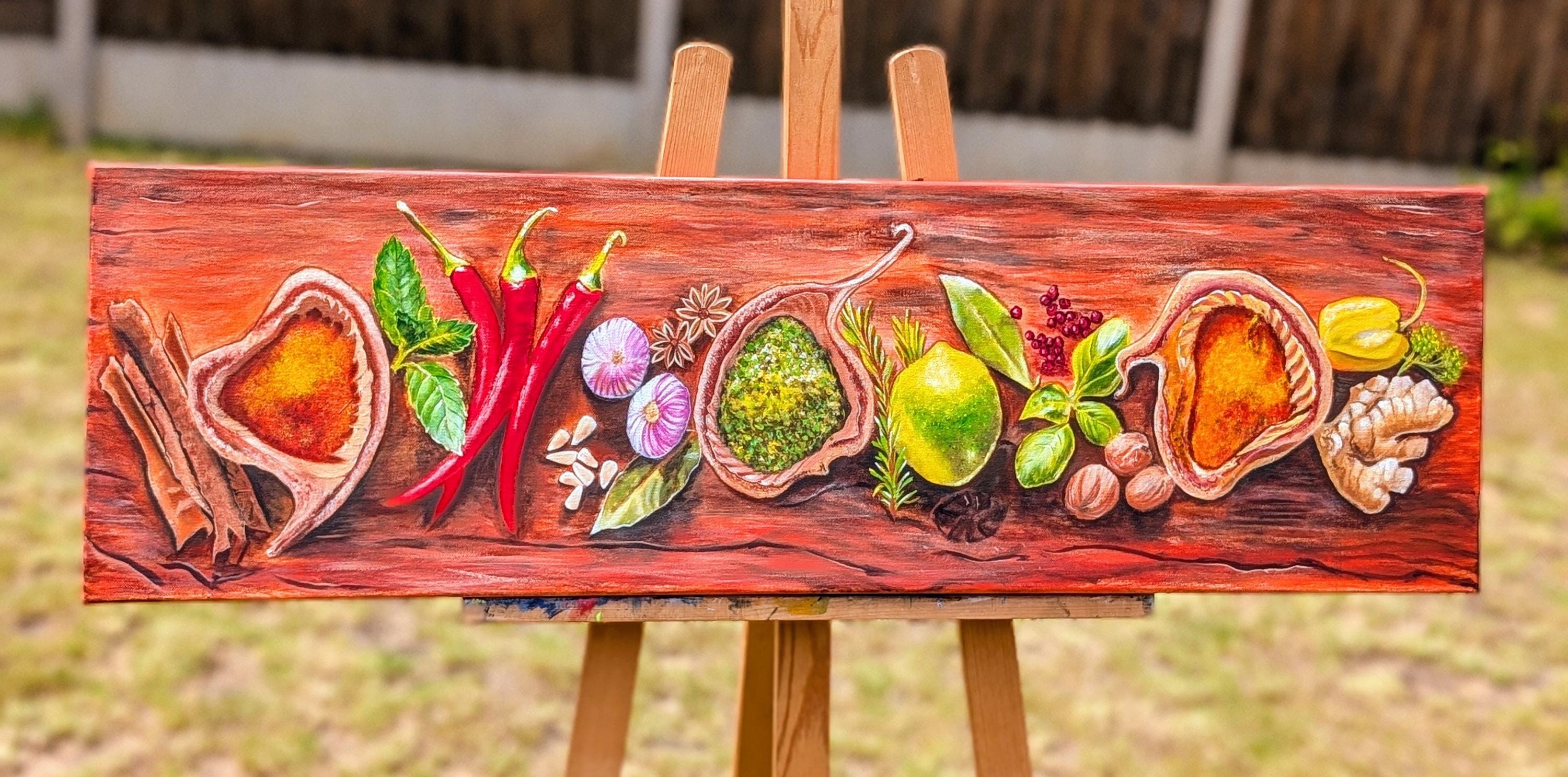 Vibrant Herb and Spice Artwork on Canvas 4