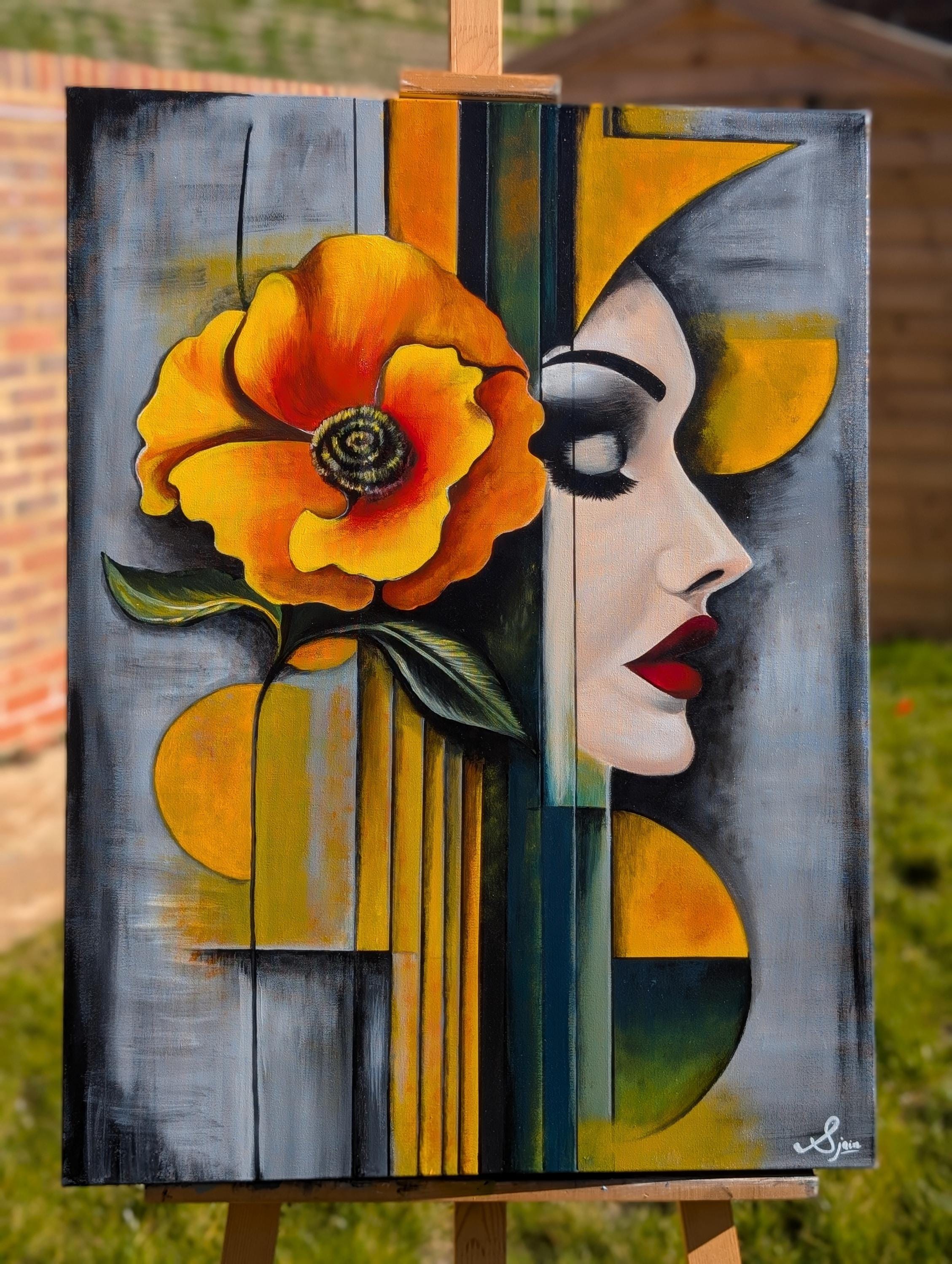 Abstract Floral & Face Art on Canvas 2