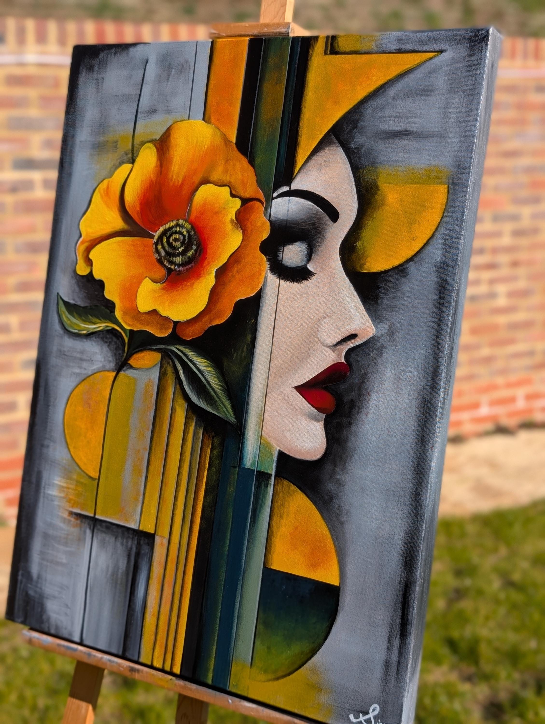 Abstract Floral & Face Art on Canvas 3