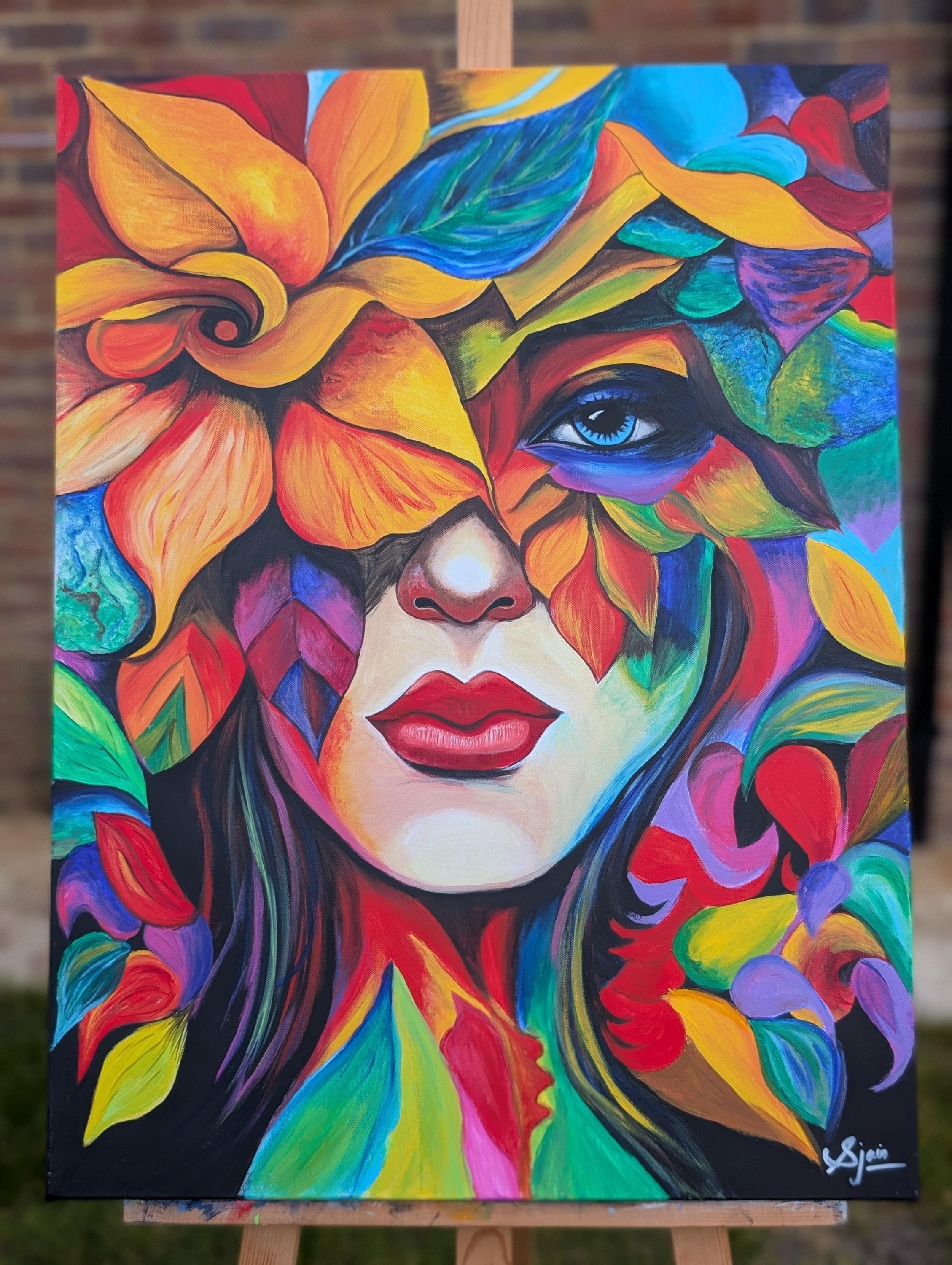 Floral Abstract Female Original Acrylic Painting
