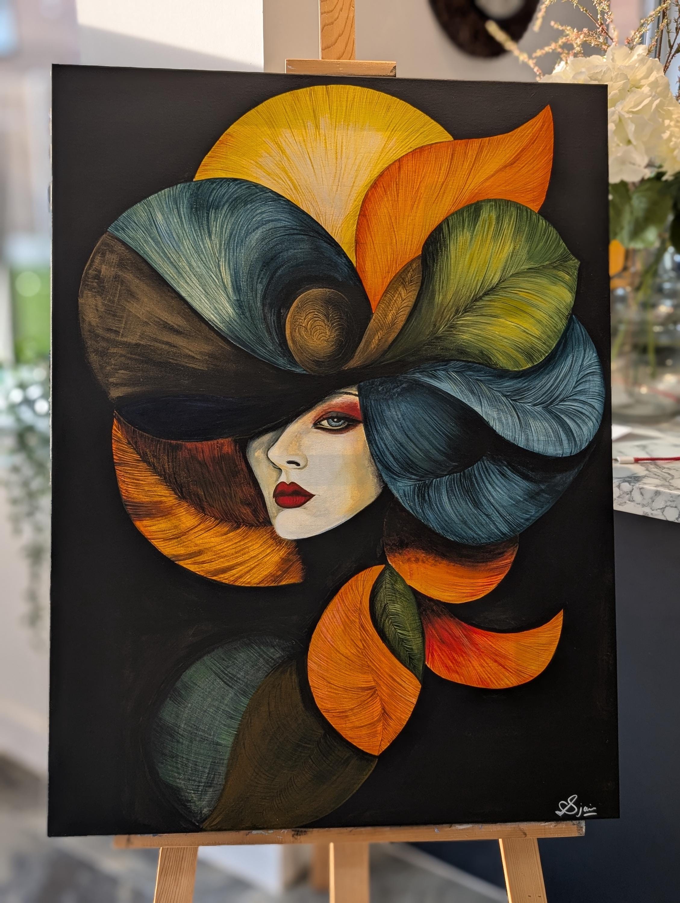 Vibrant Abstract Portrait on Canvas 4