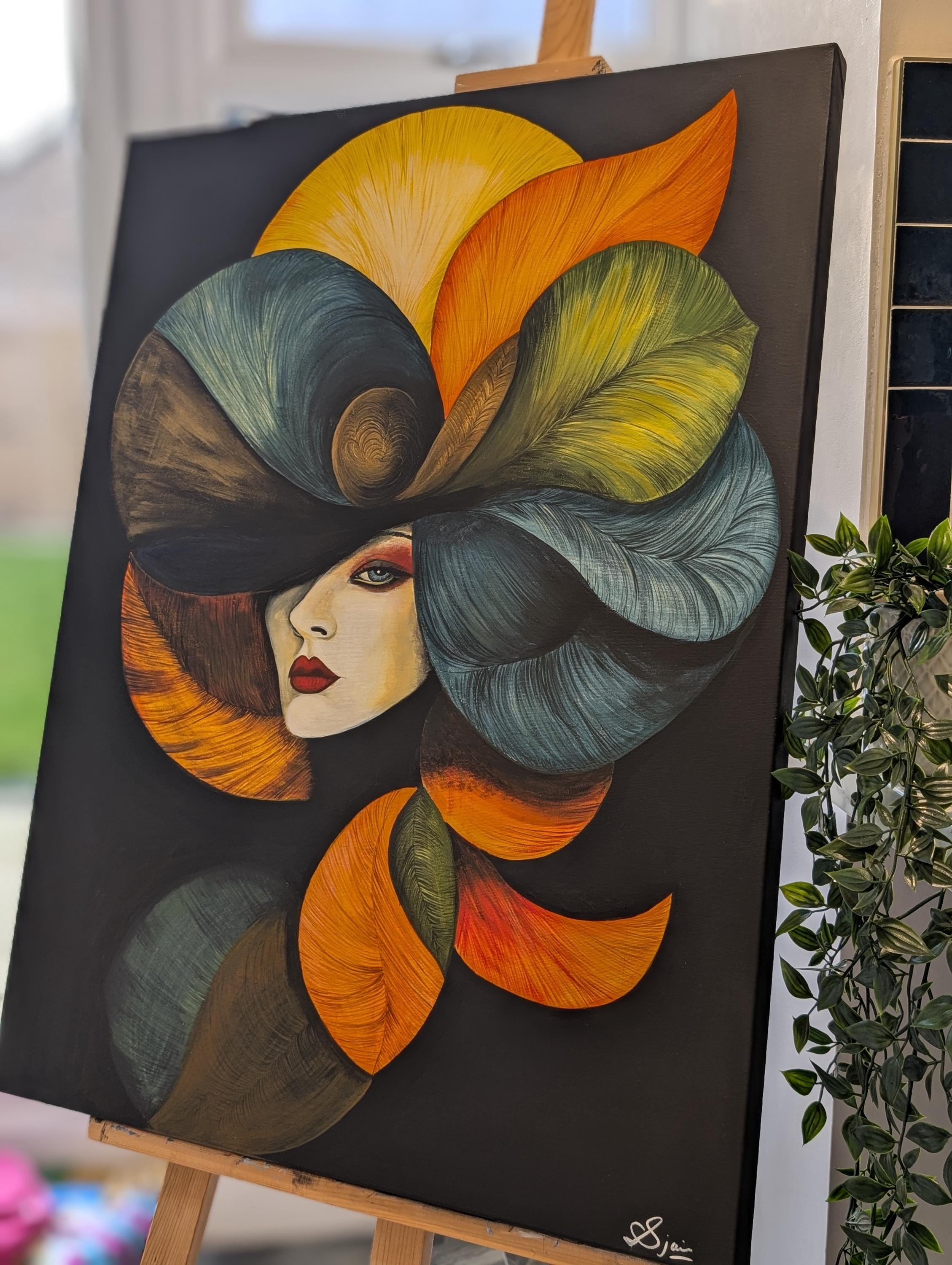 Vibrant Abstract Portrait on Canvas 5