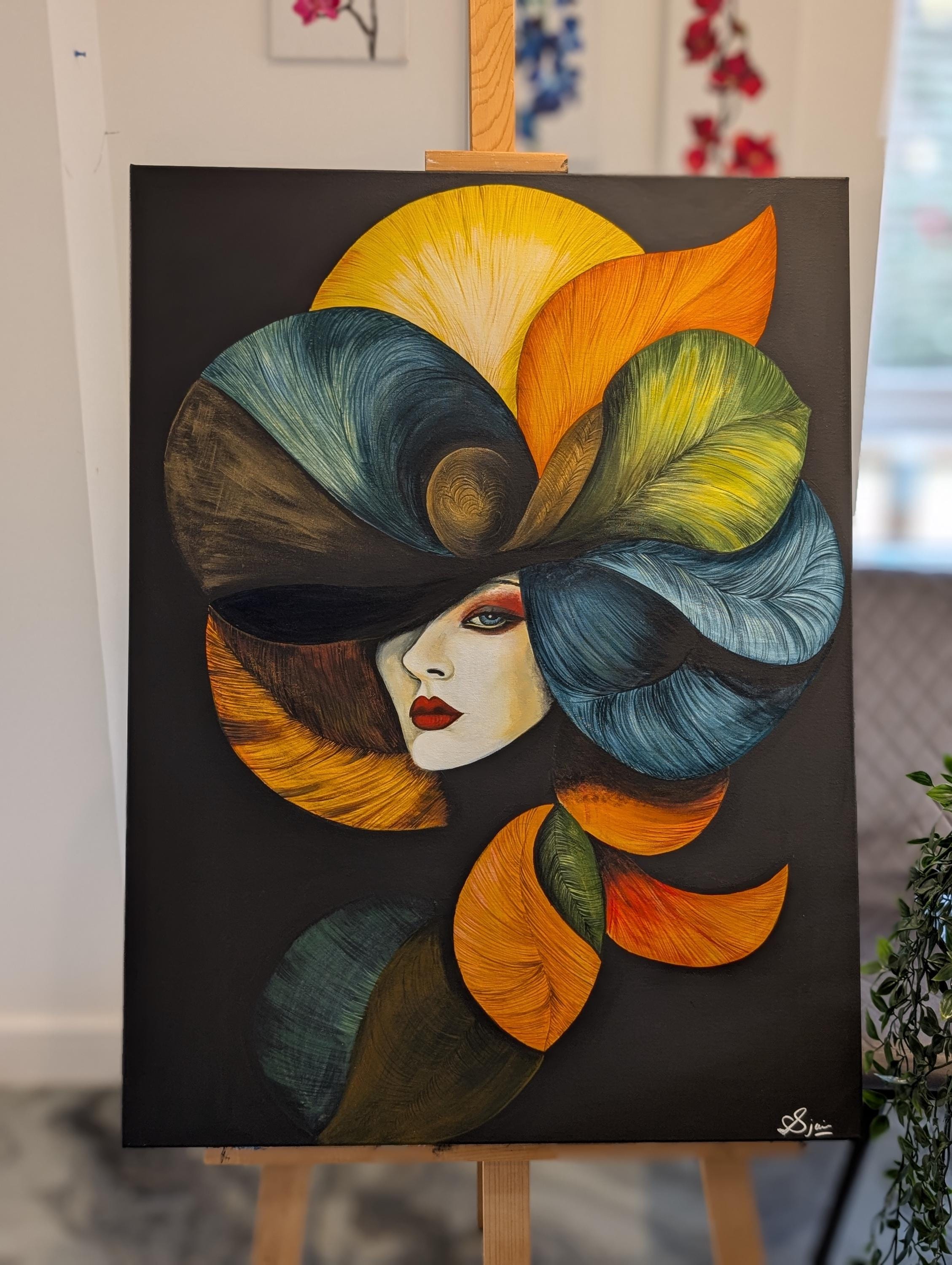 Vibrant Abstract Portrait on Canvas 6