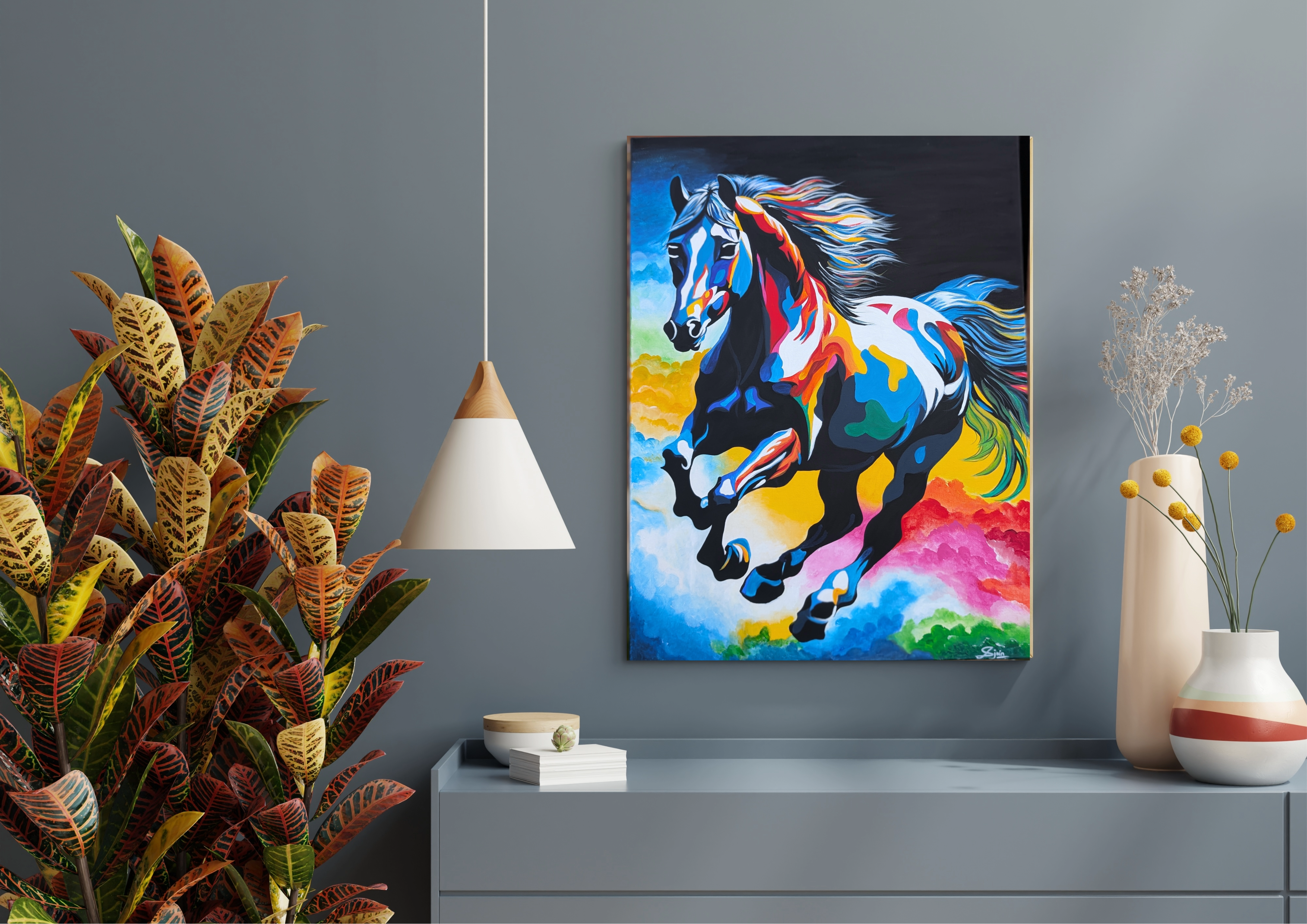 Vibrant Horse Pop Art Canvas