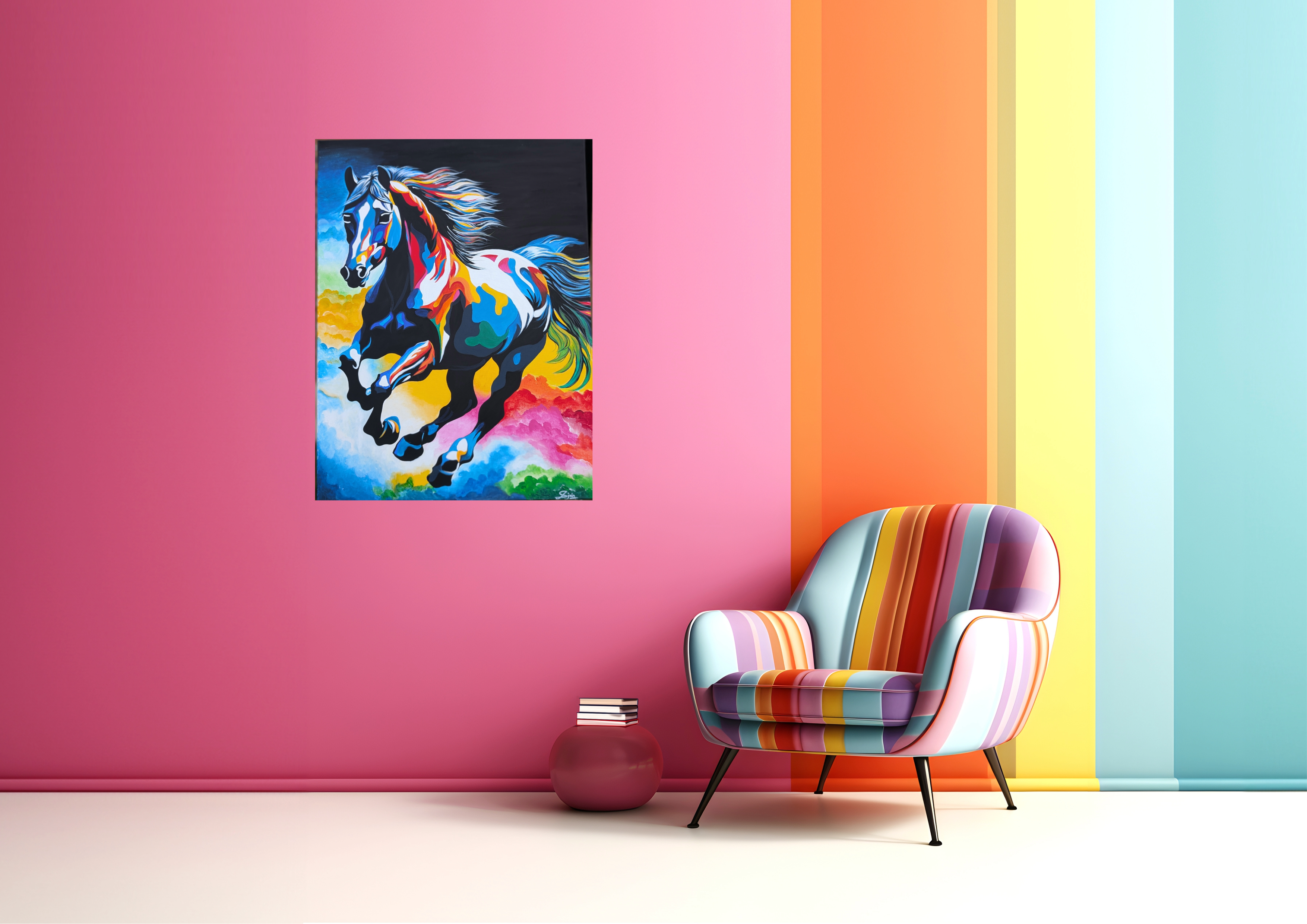 Vibrant Horse Pop Art Canvas 4