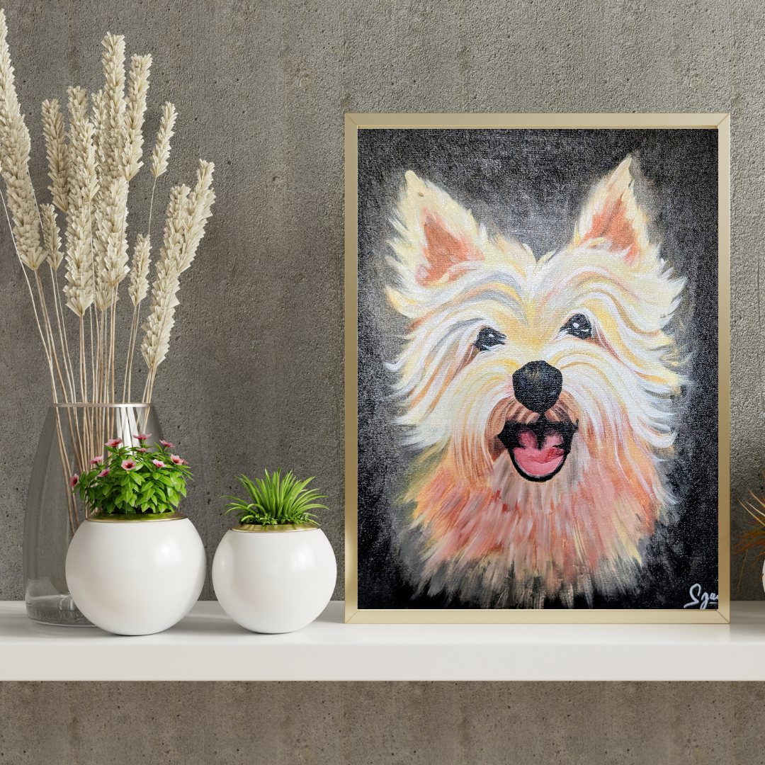 Happy Westie Painting - Joyful Dog Painting