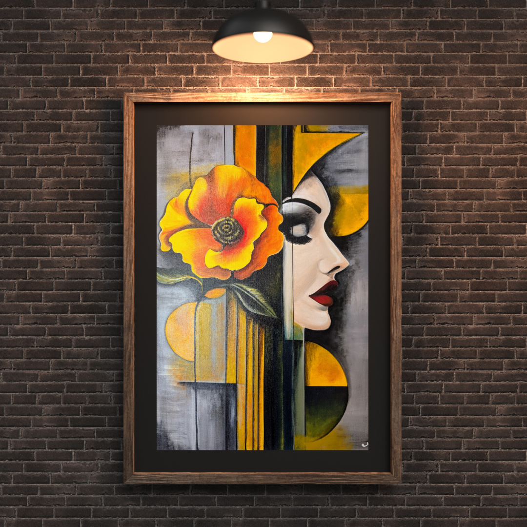 Abstract Floral & Face Art on Canvas - Feminine Duality