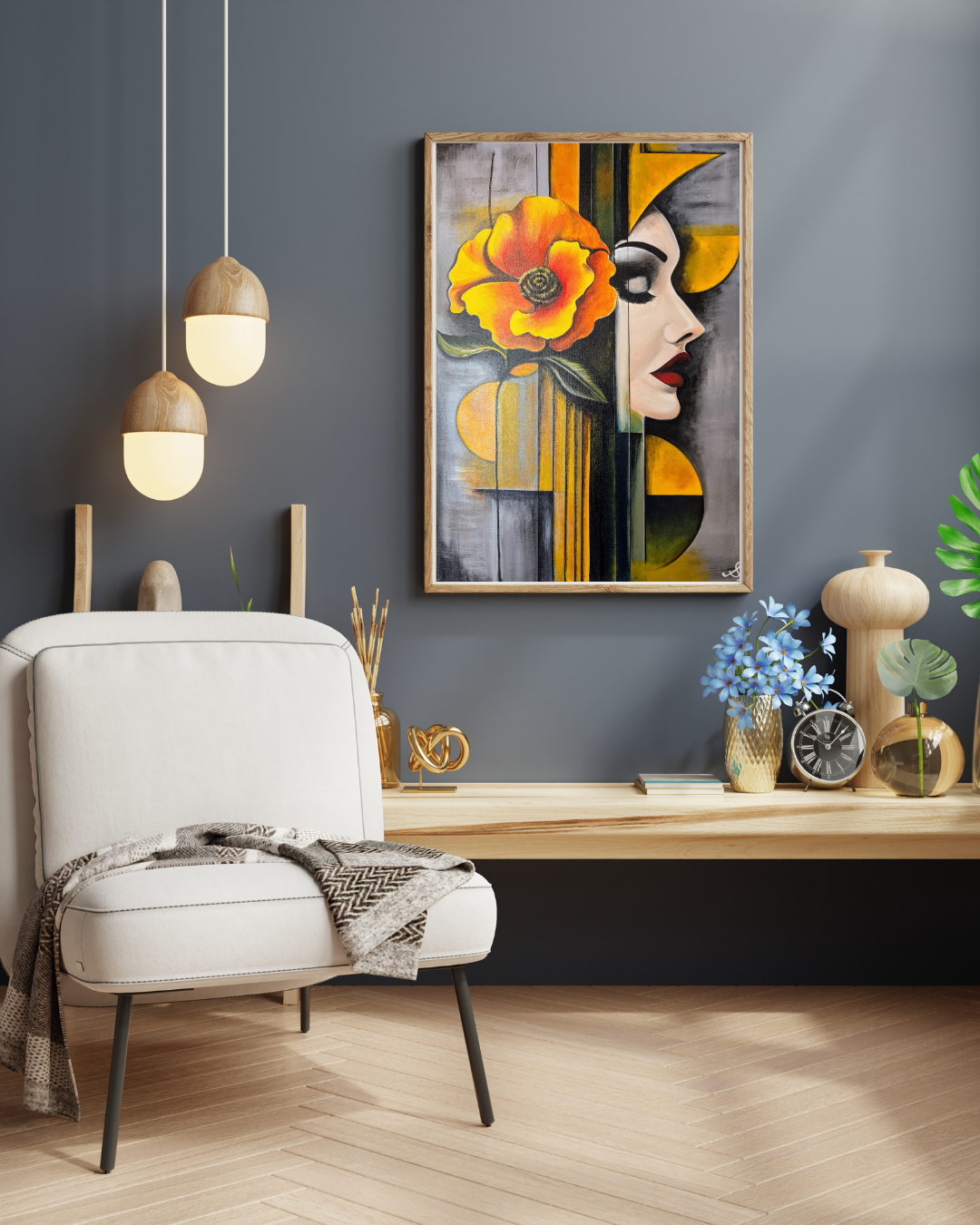 Abstract Floral & Face Art on Canvas - Feminine Duality 4